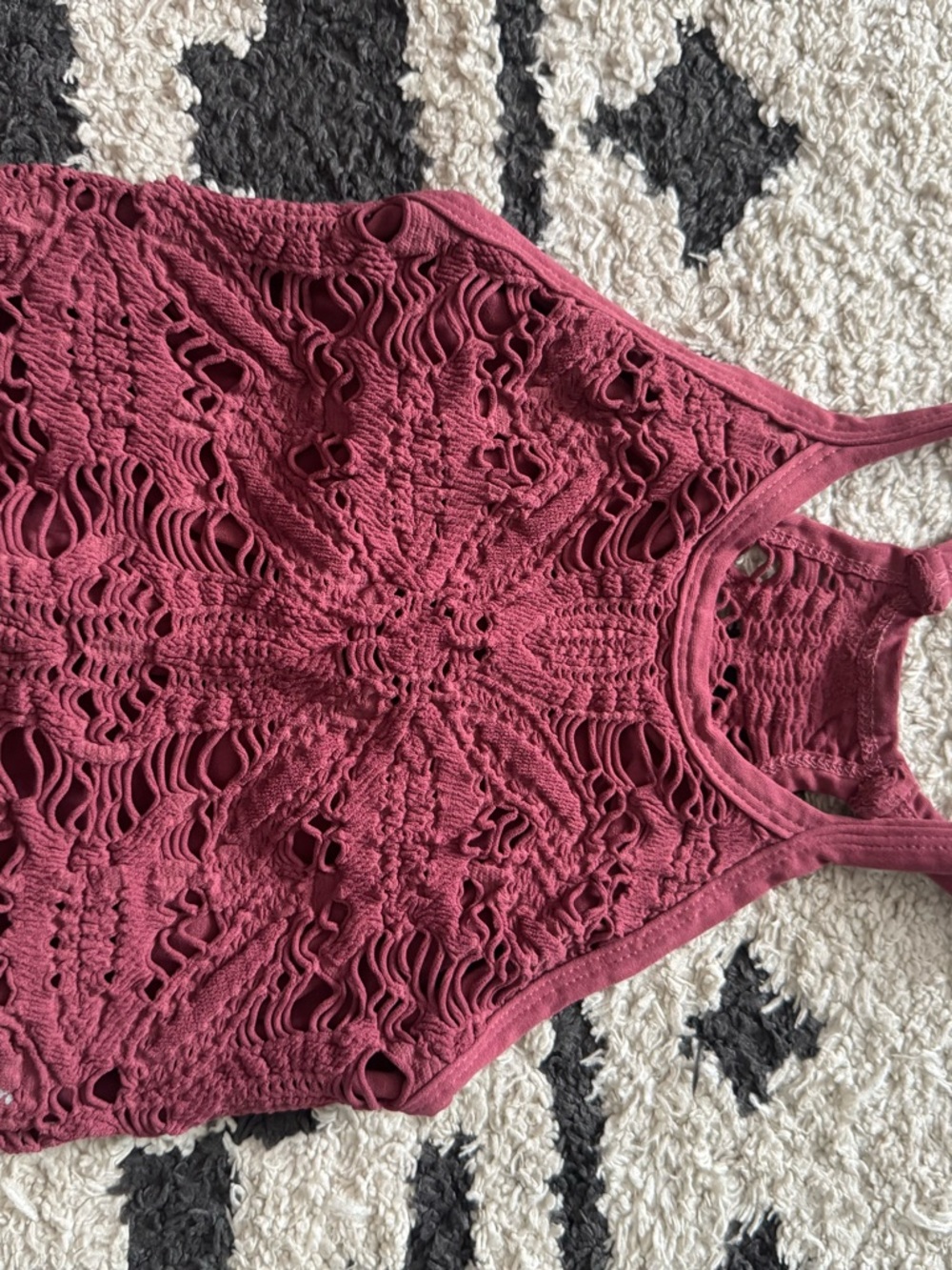 FP Movement by Free People Crochet Racerback Tank Top in Dusty Rose